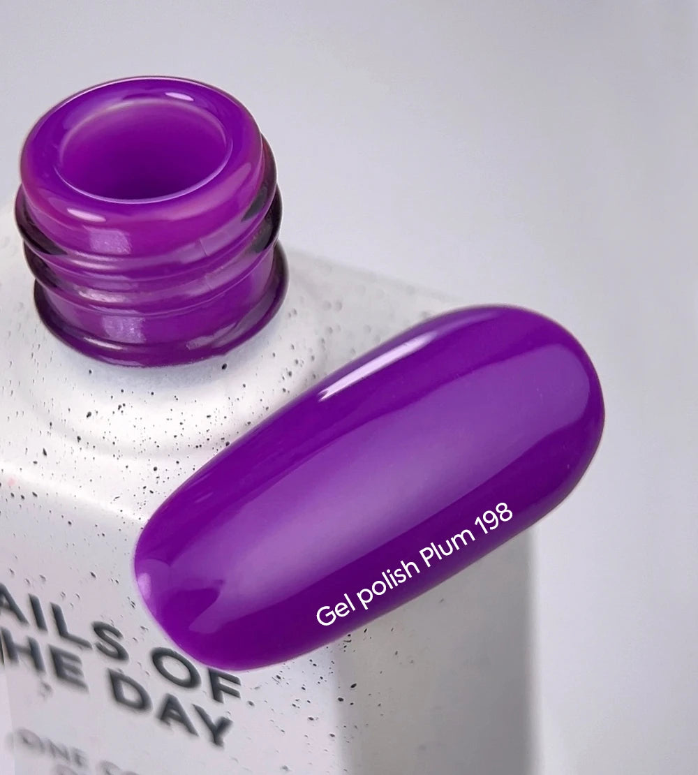 NAILSOFTHEDAY Gel Polish Plum‑198 – intensiver Pflaumen‑Violett Neon‑Gel‑Lack 10 ml, ohne TPO