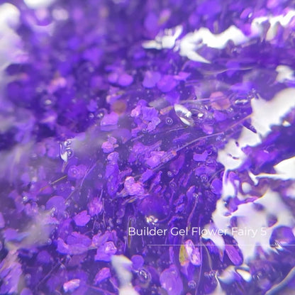 Crystal Professional Builder Gel Flower Fairy №5 15 ml – Halbtransparentes violettes Vitrage Aufbaugel mit Trockenblumen