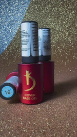 KODI Cover Base Gel Flake 16, 7 ml — professionelle Basis mit zartem Blauton und schimmernden Partikeln für Maniküre.