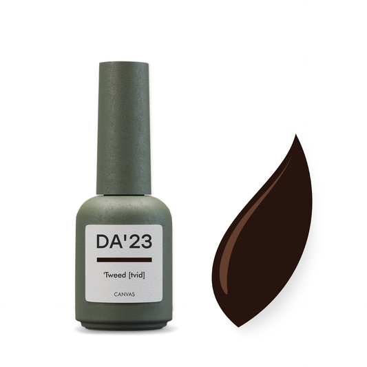 Gel Polish DA’23 Tweed [tvid], 8 ml – warmes Beige-Braun mit cremigem Glanz, mittlere Konsistenz, langanhaltende Deckkraft