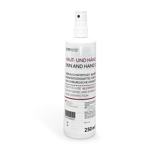Unigloves Händedesinfektion 250 ml Spray – professionelle Handdesinfektion für Nagelstudio, Beauty-Salon & Nail Artists