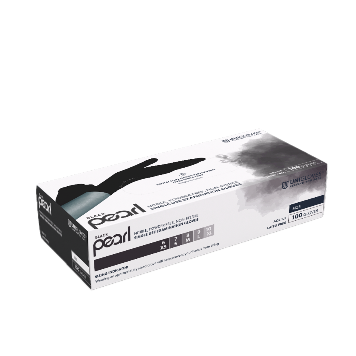 Перчатки Unigloves BLACK PEARL нитриловые, неопудренные BOX 100 PIECES